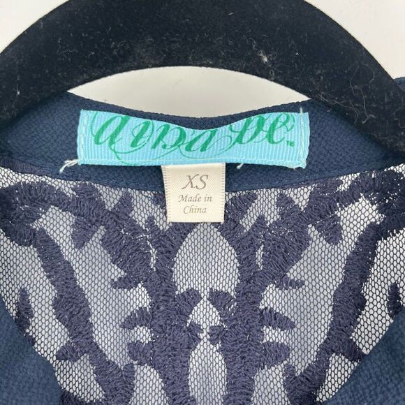 Dina Be Navy Black Dress Size XS sleeveless lace overlay Button Down - Picture 4 of 7